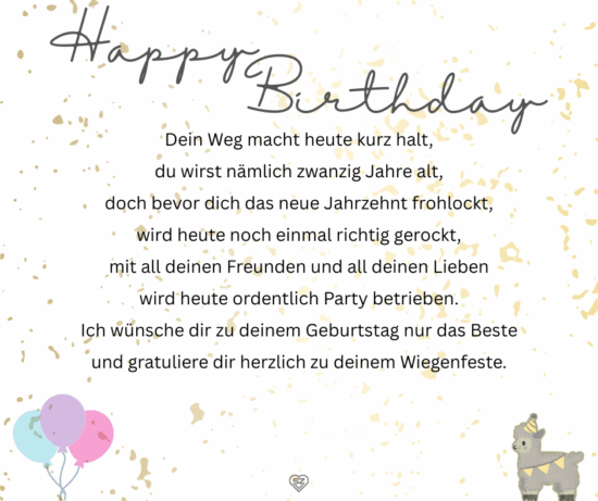 Sprüche zum 20. Geburtstag