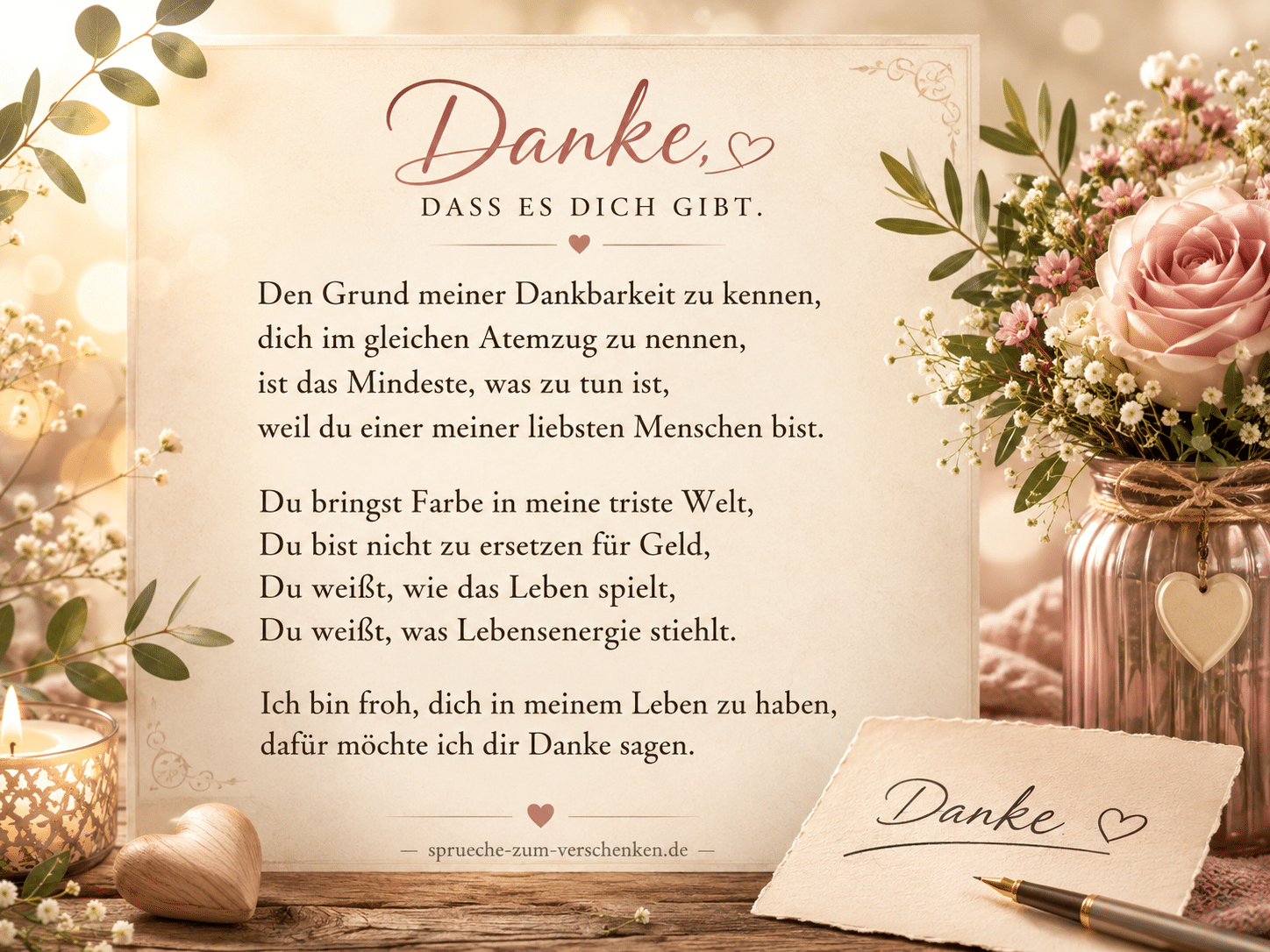 Liebevolle Dankessprüche von Herzen