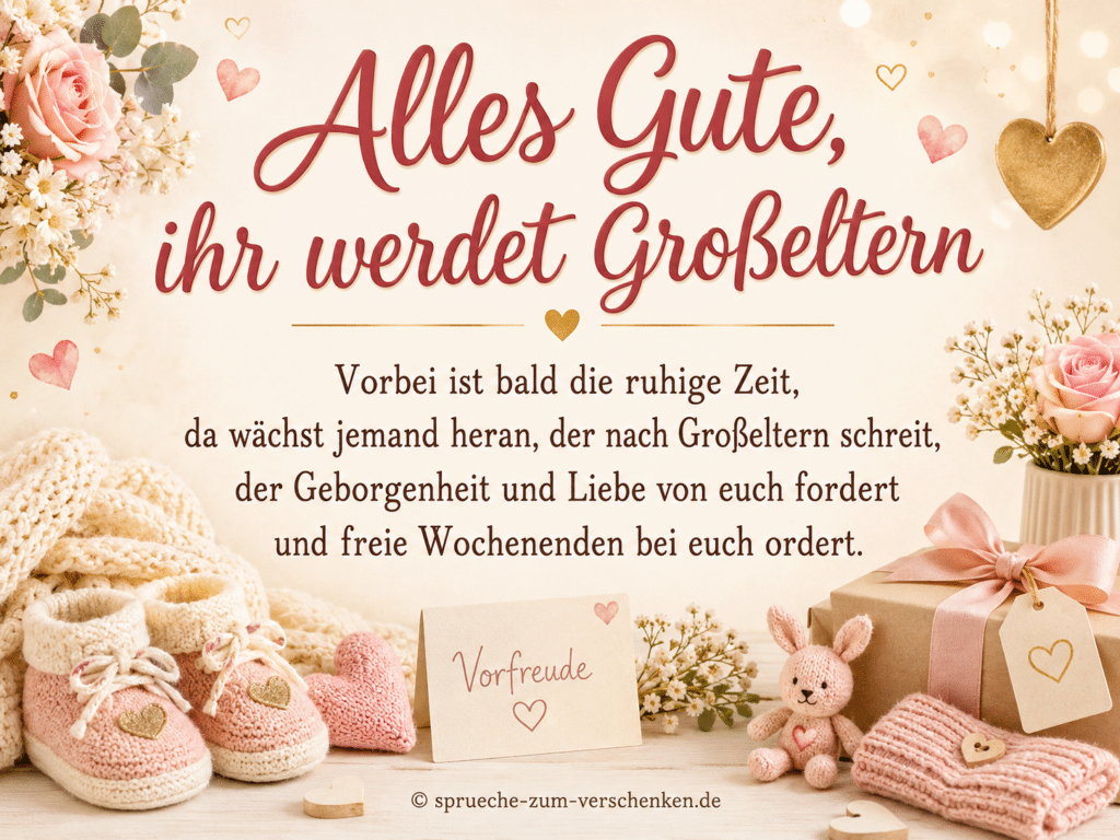 Sprüche für werdende Großeltern mit liebevoller Verkündung für die zukünftige Oma und den zukünftigen Opa