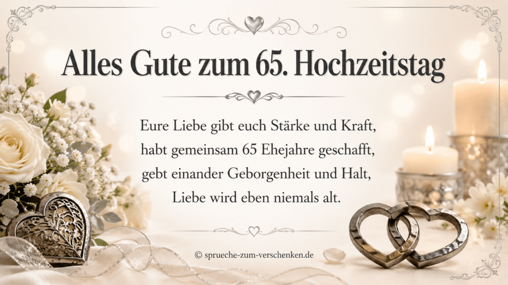 Sprüche zur eisernen Hochzeit und zum 65. Hochzeitstag