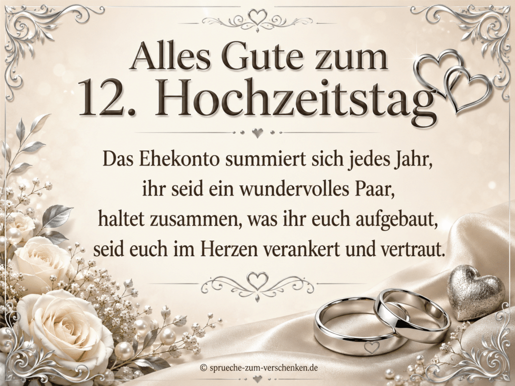 Alles Gute zum 12. Hochzeitstag - Sprüche zur Nickelhochzeit