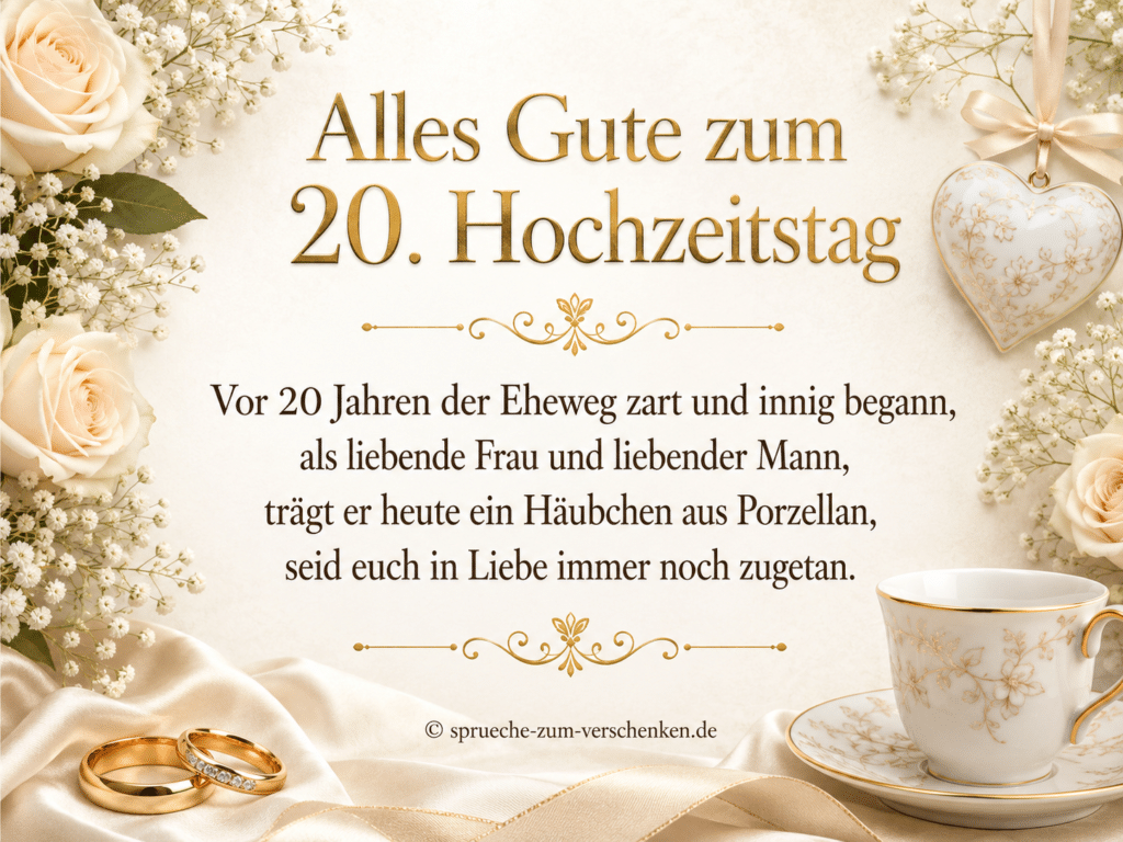 Alles Gute zum 20. Hochzeitstag - Sprüche zur Porzellanhochzeit