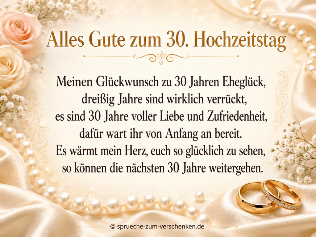 Alles Gute zum 30. Hochzeitstag - Sprüche zur Perlenhochzeit