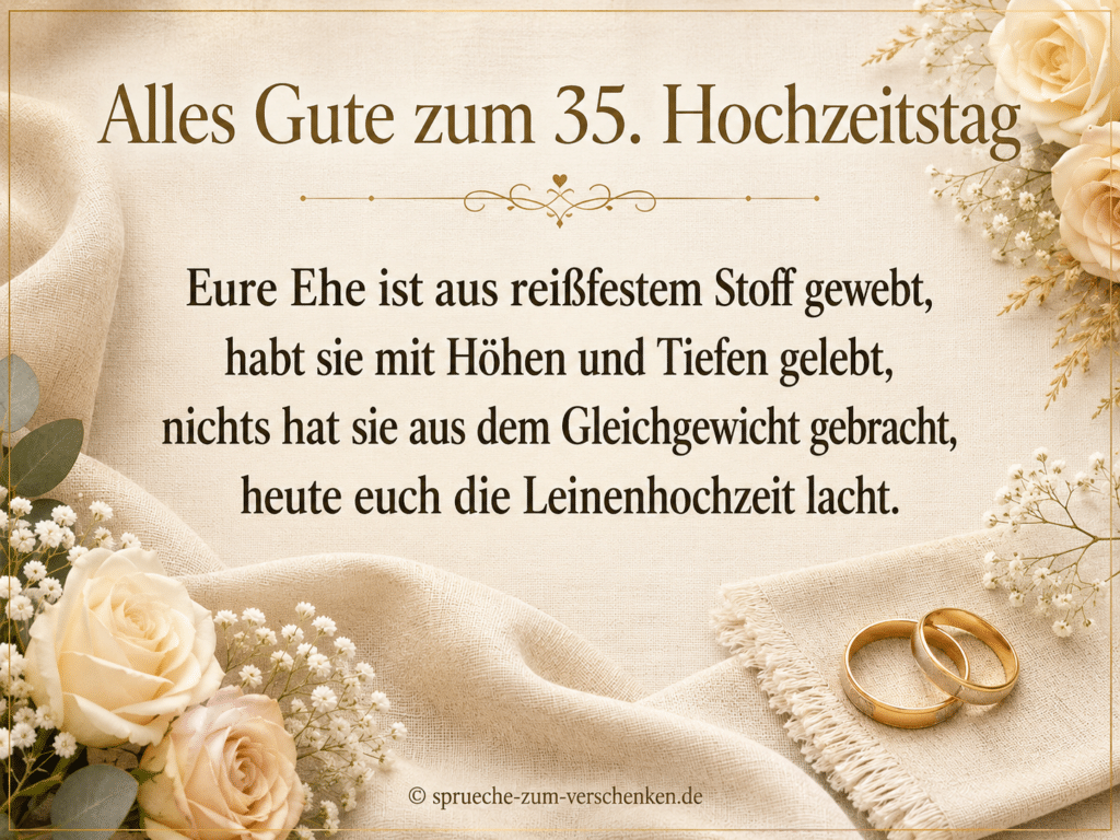 Alles Gute zum 35. Hochzeitstag - Sprüche zur Leinenhochzeit