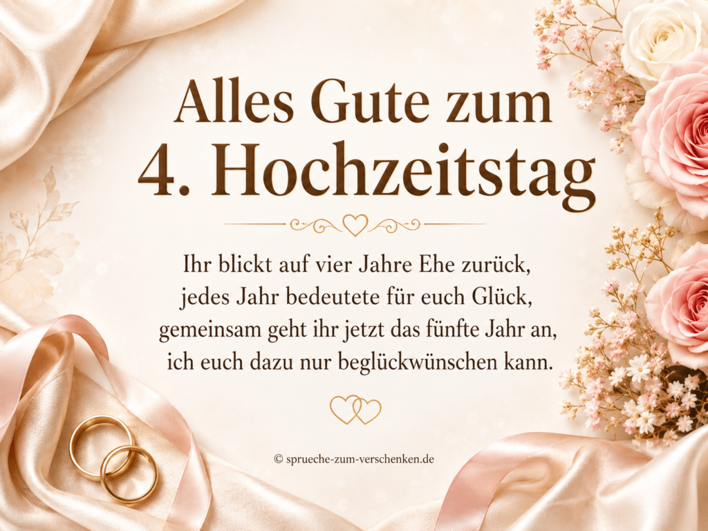 Alles Gute zum 4. Hochzeitstag - Sprüche zur Seidenhochzeit
