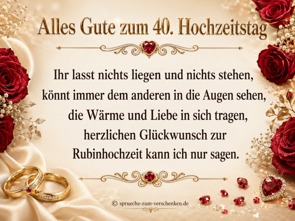 Alles Gute zum 40. Hochzeitstag - Sprüche zur Rubinhochzeit