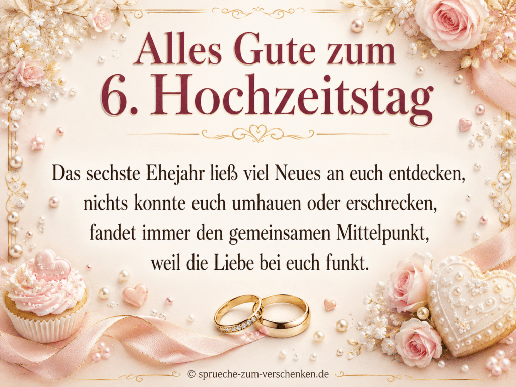 Alles Gute zum 6. Hochzeitstag - Sprüche zur Zuckerhochzeit