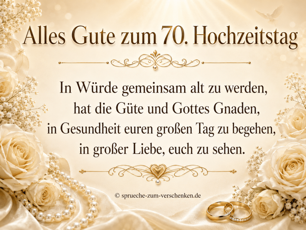 Alles Gute zum 70. Hochzeitstag - Sprüche zur Gnadenhochzeit