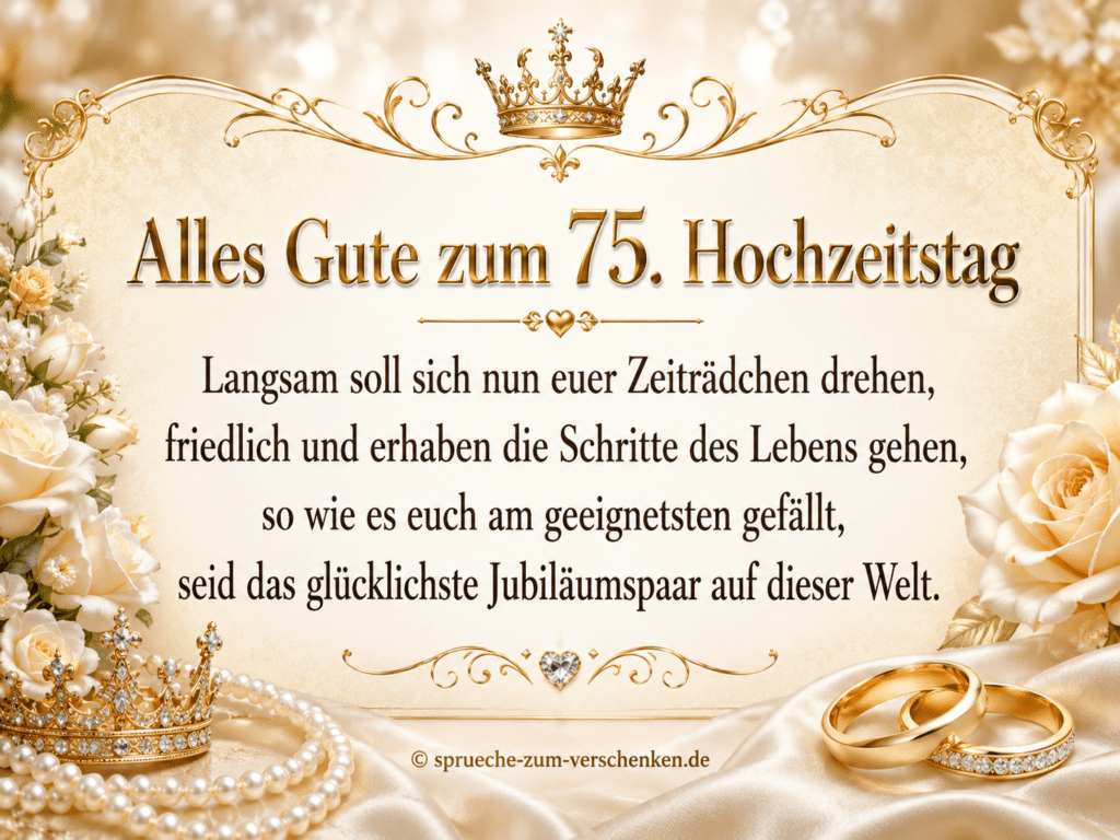 Alles Gute zum 75. Hochzeitstag - Sprüche zur Kronjuwelenhochzeit
