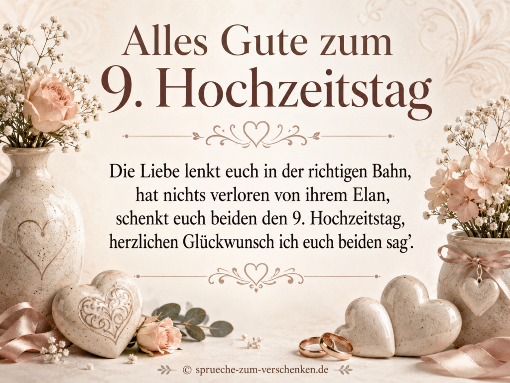 Alles Gute zum 9. Hochzeitstag - Sprüche zur Keramikhochzeit