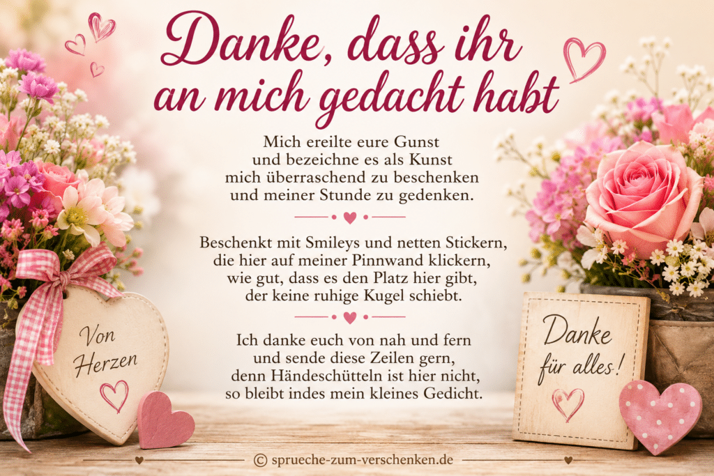 Danksagung nach dem Geburtstag