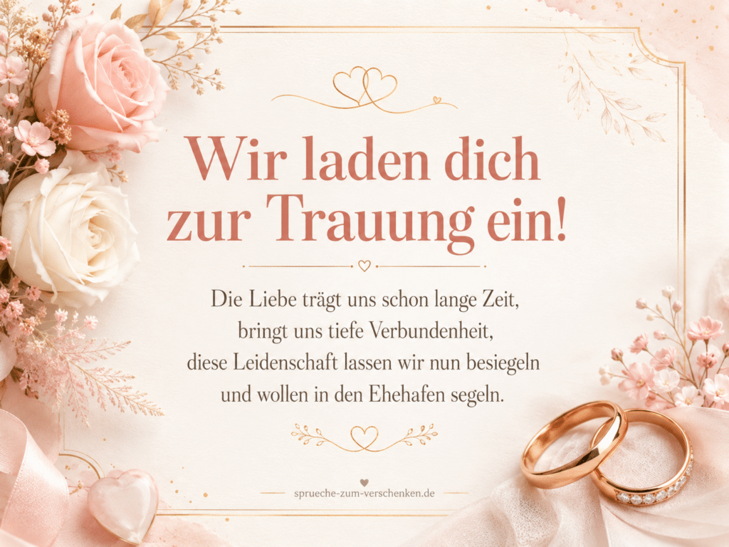Einladung zum Standesamt mit Spruch für standesamtliche Trauung